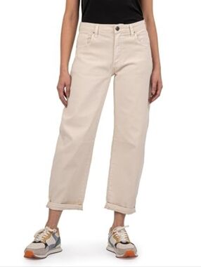 Kut From The Kloth Barrel Slouchy High Rise Ashley Size 10 Candlelight cream NEW